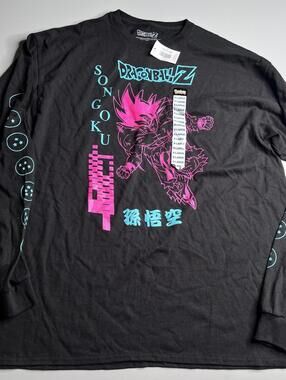 Dragon Ball Z Shirt Mens XL Black Son Goku Long Sleeve Neon Graphic Anime Tee